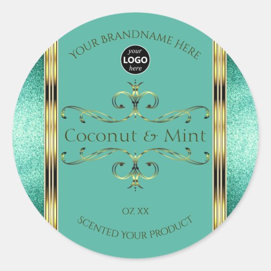 Blauwgroen Gold Product Labels Glitter-grenzen met (Voorkant)