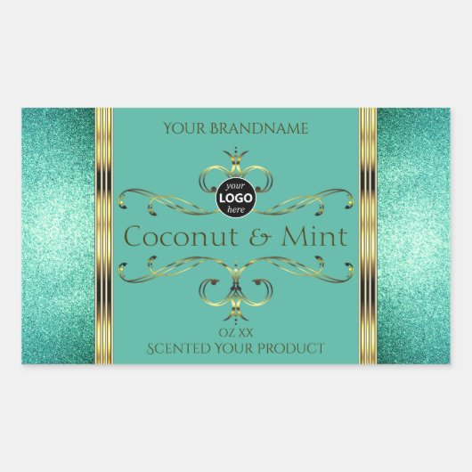 Blauwgroen Gold Product Labels Glitter-grenzen met (Voorkant)