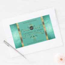 Blauwgroen Gold Product Labels Glitter-grenzen met