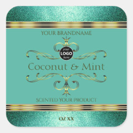 Blauwgroen Gold Product Labels Glitter-grenzen met