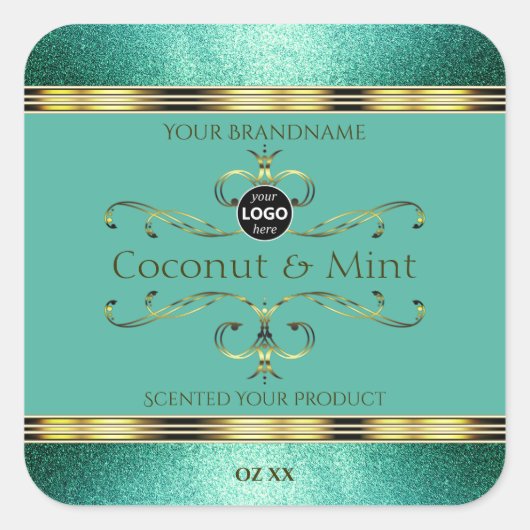 Blauwgroen Gold Product Labels Glitter-grenzen met (Voorkant)