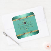 Blauwgroen Gold Product Labels Glitter-grenzen met (Envelop)