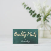 Blauwgroen Gold Quality Nail Script QR Code Logo Visitekaartje (Staand voorkant)