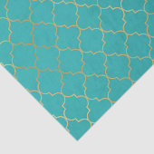 Blauwgroen & Gold Quatrefoil Patropatroonpartij Tissuepapier (Detail)