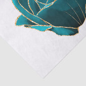 Blauwgroen Gold Roos Floral Waterverf ontkoppeling Tissuepapier (Detail)
