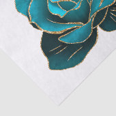 Blauwgroen Gold Roos Floral Waterverf ontkoppeling Tissuepapier (Detail)