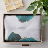 Blauwgroen Gold Roos Floral Waterverf ontkoppeling Tissuepapier (Geschenk)