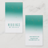 Blauwgroen & Gold Splatter Modern Glam Chic Glamou Visitekaartje (Voorkant / Achterkant)