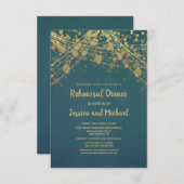 Blauwgroen Gold String Lights Bokeh Rehearsal Kaart (Voorkant / Achterkant)