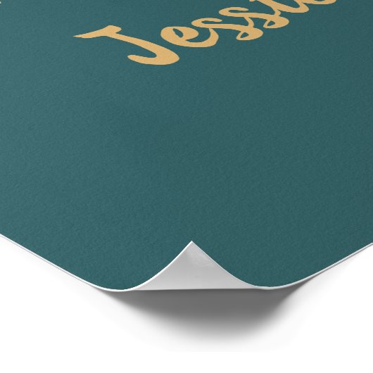 Blauwgroen Gold String Lights Bokeh Weddenschap We Poster (Hoek)