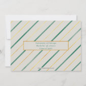 Blauwgroen Gold Stripes Modern Elegant Photo Afstu Kaart (Achterkant)