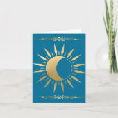 Blauwgroen Gold Sun moon Wicca Kaart (Voorkant)