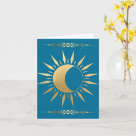 Blauwgroen Gold Sun moon Wicca Kaart