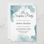 Blauwgroen & Gold Verrassingsfeestuitnodiging Save The Date (Voorkant)