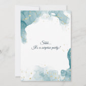 Blauwgroen & Gold Verrassingsfeestuitnodiging Save The Date (Achterkant)