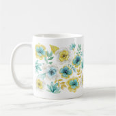 Blauwgroen Gold Waterverf Floral Name Gift Mok (Links)