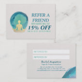 Blauwgroen Gold Waterverf YOGA Instructor Referral (Voorkant / Achterkant)