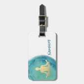 Blauwgroen Gold Waterverf YOGA-Meditatie-instructi Bagagelabel (Voorkant verticaal)