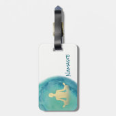 Blauwgroen Gold Waterverf YOGA-Meditatie-instructi Bagagelabel (Achterkant verticaal)