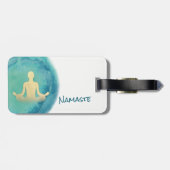 Blauwgroen Gold Waterverf YOGA-Meditatie-instructi Bagagelabel (Achterkant horizontaal)