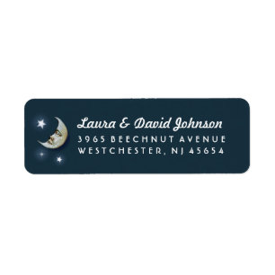 Blauwgroen Gold & White Moon & Stars Adreslabel Etiket