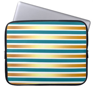 BLAUWGROEN GOLD WHITE SHINY STRIPES LAPTOP SLEEVE