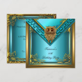 Blauwgroen Golden Owl Afbeelding Elite Elegant Bir Kaart (Voorkant / Achterkant)