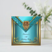 Blauwgroen Golden Owl Afbeelding Elite Elegant Bir Kaart (Staand voorkant)