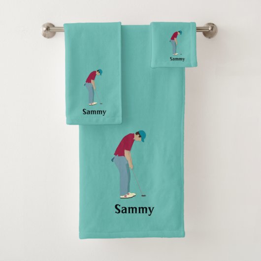 Blauwgroen Golf Thed Bath Towel Set Bad Handdoek (Insitu)