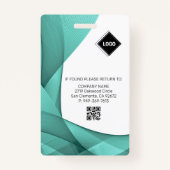 Blauwgroen golf | Werknemersfoto ID Bedrijfsbeveil Badge (Achterkant)