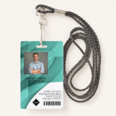 Blauwgroen golf | Werknemersfoto ID Bedrijfsbeveil Badge (Voorkant met draagriem)