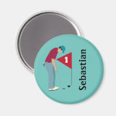 Blauwgroen Golfer Putting Magneet (Voorkant / Achterkant)