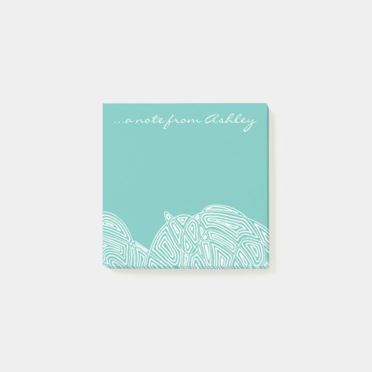 Blauwgroen golven post-it® notes (Voorkant)