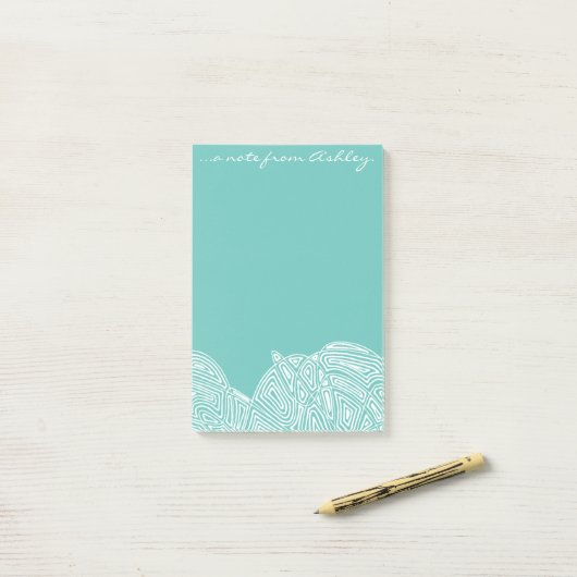 Blauwgroen golven post-it® notes (Op bureau)