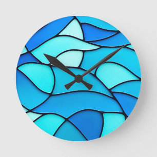 Blauwgroen golven van glas ronde klok