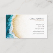 Blauwgroen golven voor de moderne oceaan gouden gl visitekaartje (Achterkant)