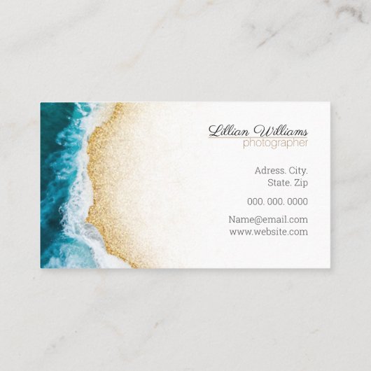Blauwgroen golven voor de moderne oceaan gouden gl visitekaartje (Achterkant)