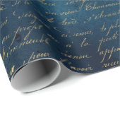 Blauwgroen gothic Gold Script Wrapping Paper Cadeaupapier (Rol Hoek)