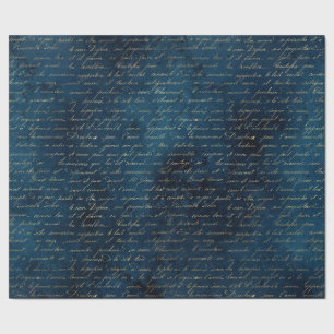 Blauwgroen gothic Gold Script Wrapping Paper Cadeaupapier