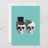 Blauwgroen Gothic Sugar Skull bruiloft uitnodiging (Achterkant)