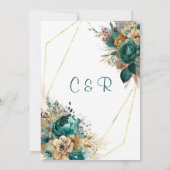 Blauwgroen & Goud Aangepaste Bruiloft Kaart (Achterkant)