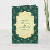  Blauwgroen Goud  Anand Karaj Sikh Bruiloft (Voorkant)