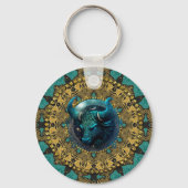 Blauwgroen+Goud Astrologie Affirmations Taurus Zod Sleutelhanger (Achterkant)