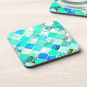 Blauwgroen, goud, blauw groen Zeemeermin patroon Bier Onderzetter (Linkerzijde)