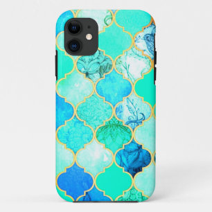 Blauwgroen, goud, blauw groen Zeemeermin patroon Case-Mate iPhone Case