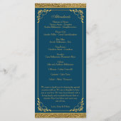 Blauwgroen Goud Bruiloft Jubileum Vow Verlenging P Programmakaart (Achterkant)