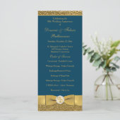Blauwgroen Goud Bruiloft Jubileum Vow Verlenging P Programmakaart (Staand voorkant)