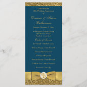 Blauwgroen Goud Bruiloft Jubileum Vow Verlenging P Programmakaart (Voorkant)