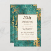 Blauwgroen Goud Elegante Abstracte Waterverf bruil Informatiekaartje (Voorkant / Achterkant)