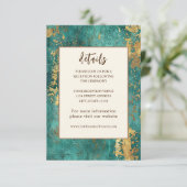 Blauwgroen Goud Elegante Abstracte Waterverf bruil Informatiekaartje (Staand voorkant)